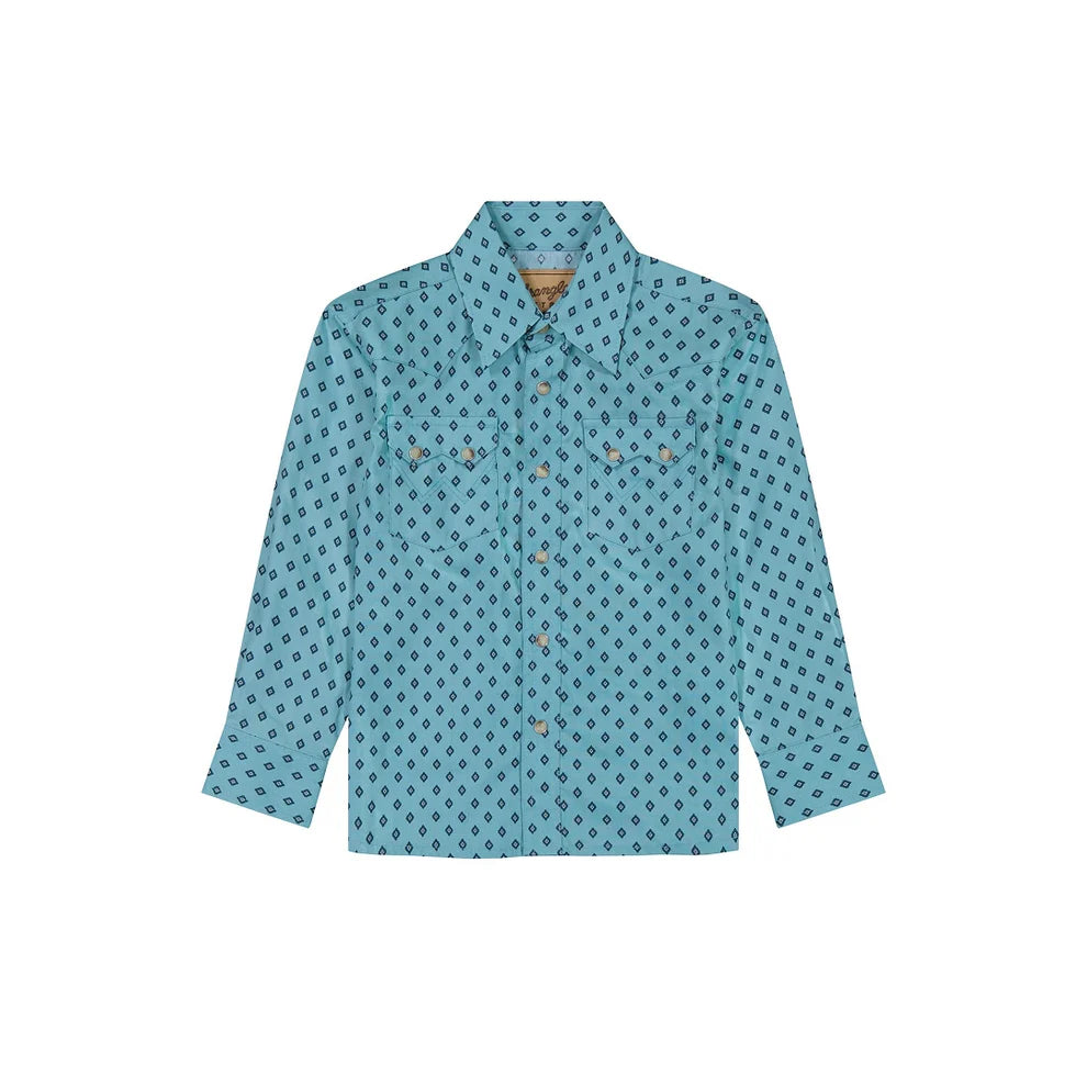 Wrangler Boy's Retro Turquoise Long Sleeve