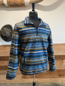 Rock & Roll Men's Blue Aztec Stripe Berber Pullover