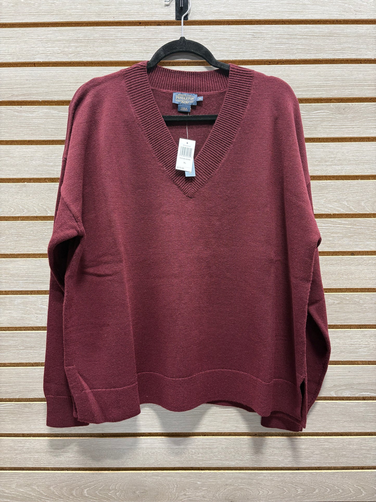 Pendleton Women's Burgundy Merino V-neck Sweater