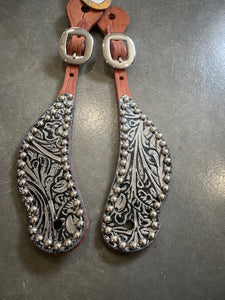 San Saba Shaped Spur Straps - Western Tooling with Studs