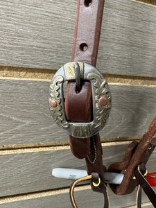 Jerry Beagley Hot Oil Sliding One Ear Headstall with Deluxe Buckles
