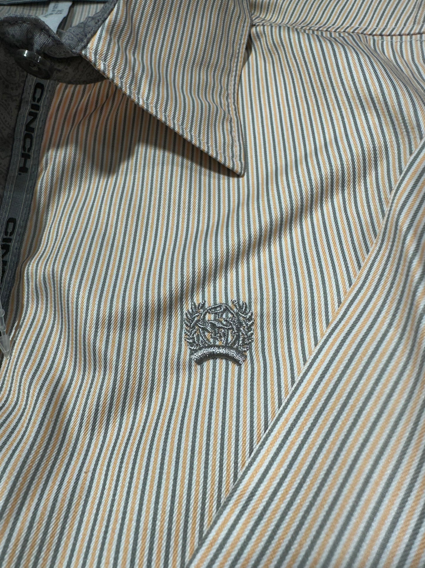 Cinch Women's Tencel Orange & Gray PinStripe Western