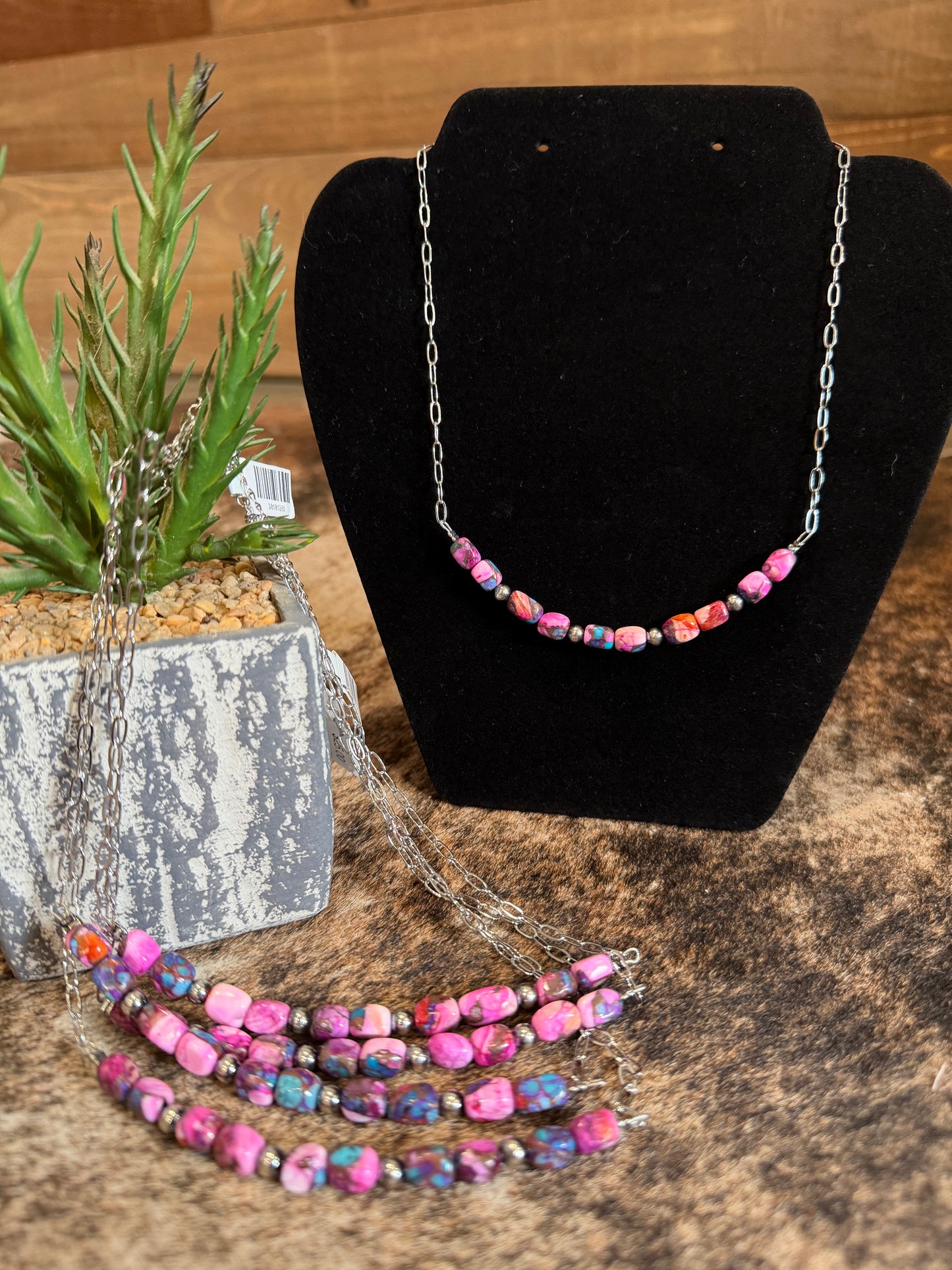 Pink Dyed Turquoise Necklace
