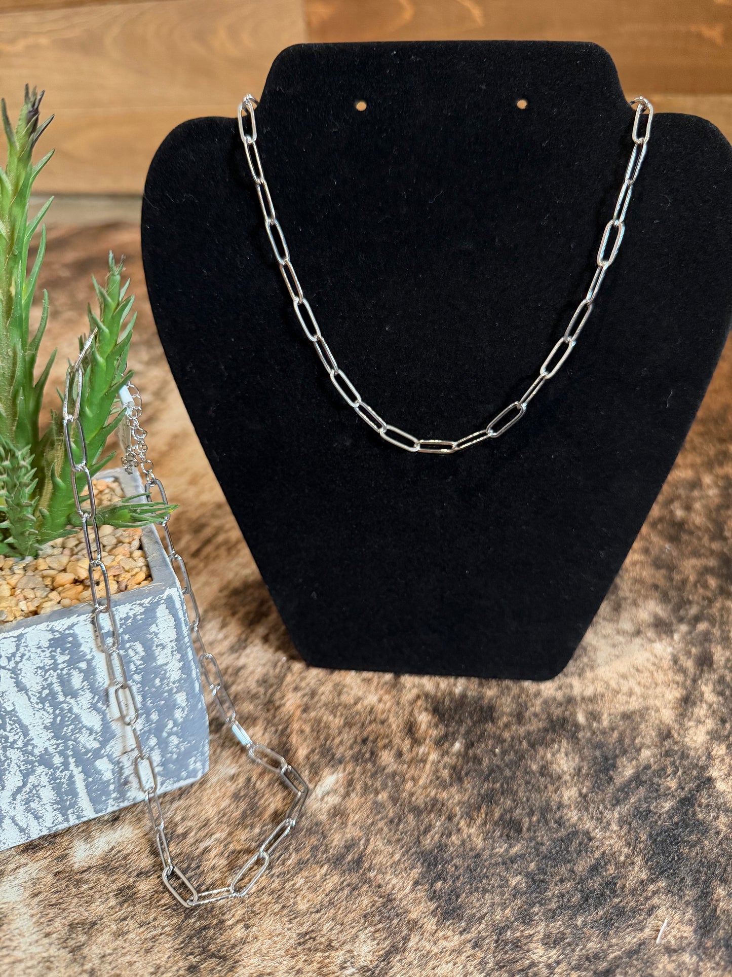 Silver Plated Paperclip Chain Choker