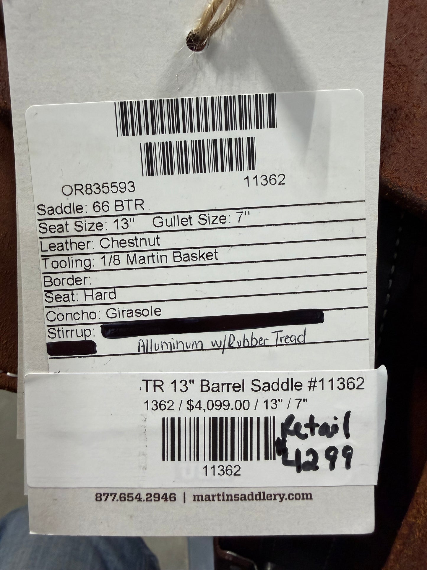 Martin BTR 13" Barrel Saddle #11362
