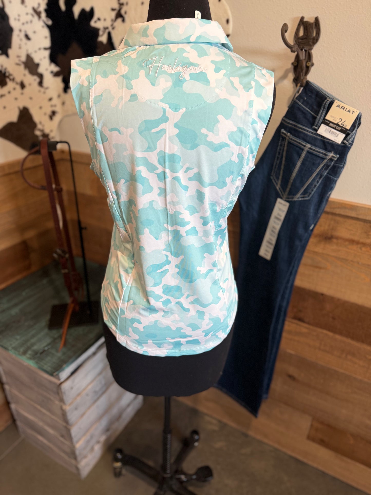 Women's Mint Camo Hooligan Polo Tank