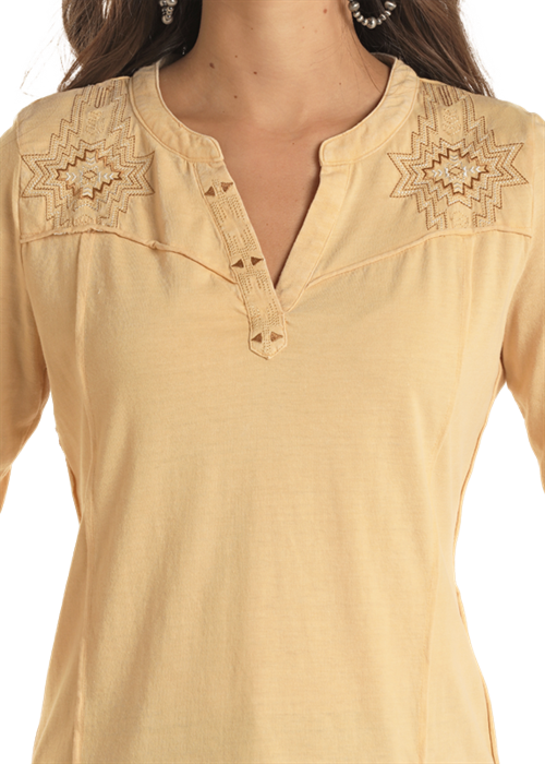 Panhandle Women's Sunshine Raw Edge Embroidered Long Sleeve T-Shirt