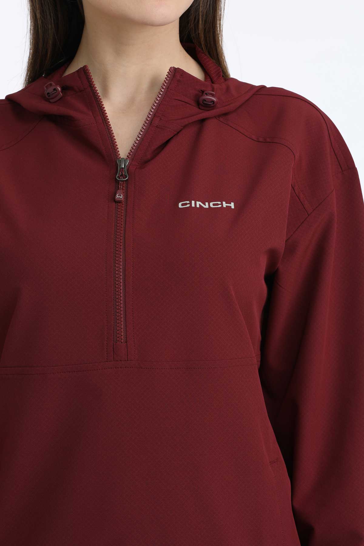 Cinch Women's Burgundy ½ Zip Windbreaker