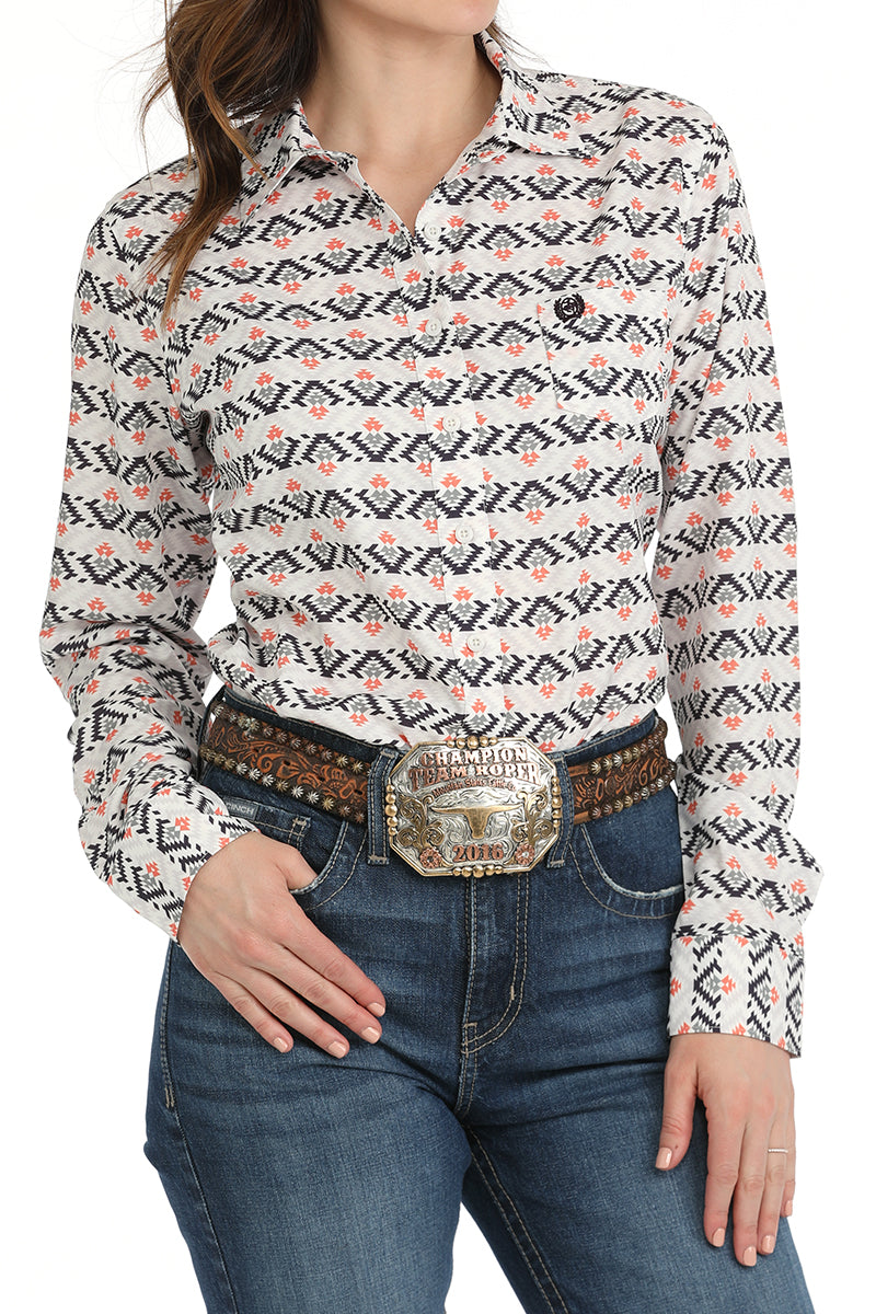 Cinch Women's ArenaFlex White Aztec Western Shirt