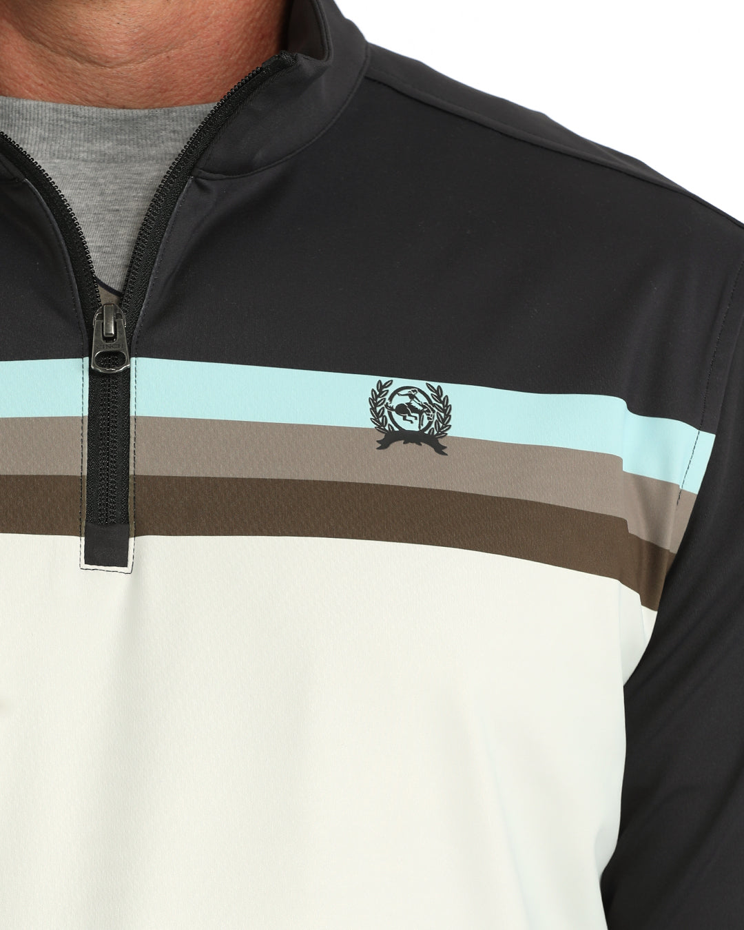 Cinch Men's Navy & Cream Stripe 1/4 Zip Pullover