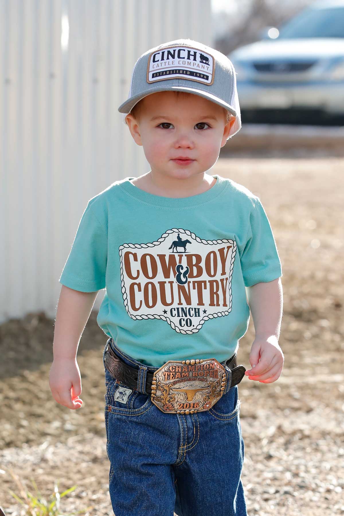 Cinch Boy's Infant Teal/Blue Cowboy Country T-Shirt