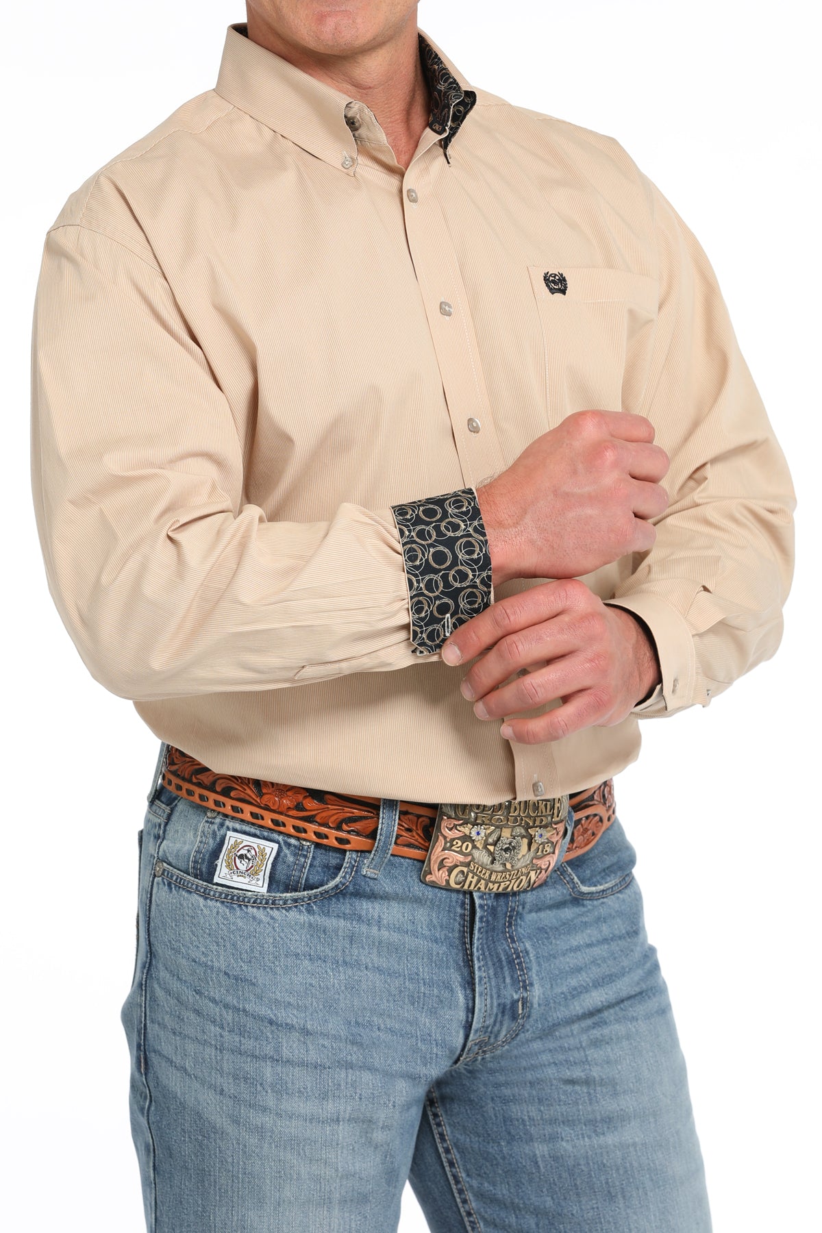 Cinch Men's Gold MircoStripe Western Shirt