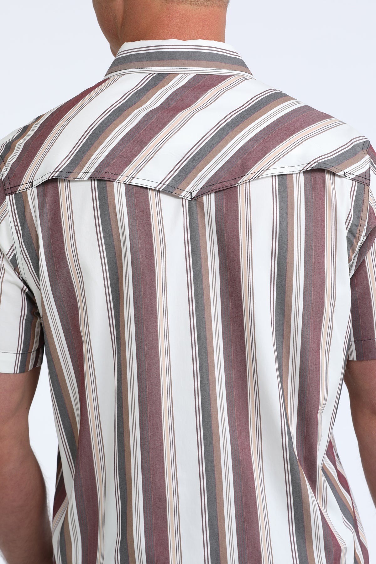Cinch Men's White Retro Stripe Camp Short Sleeve Western Shirt