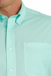 Cinch Men's ArenaFlex Mint Dot Short Sleeve Western Shirt