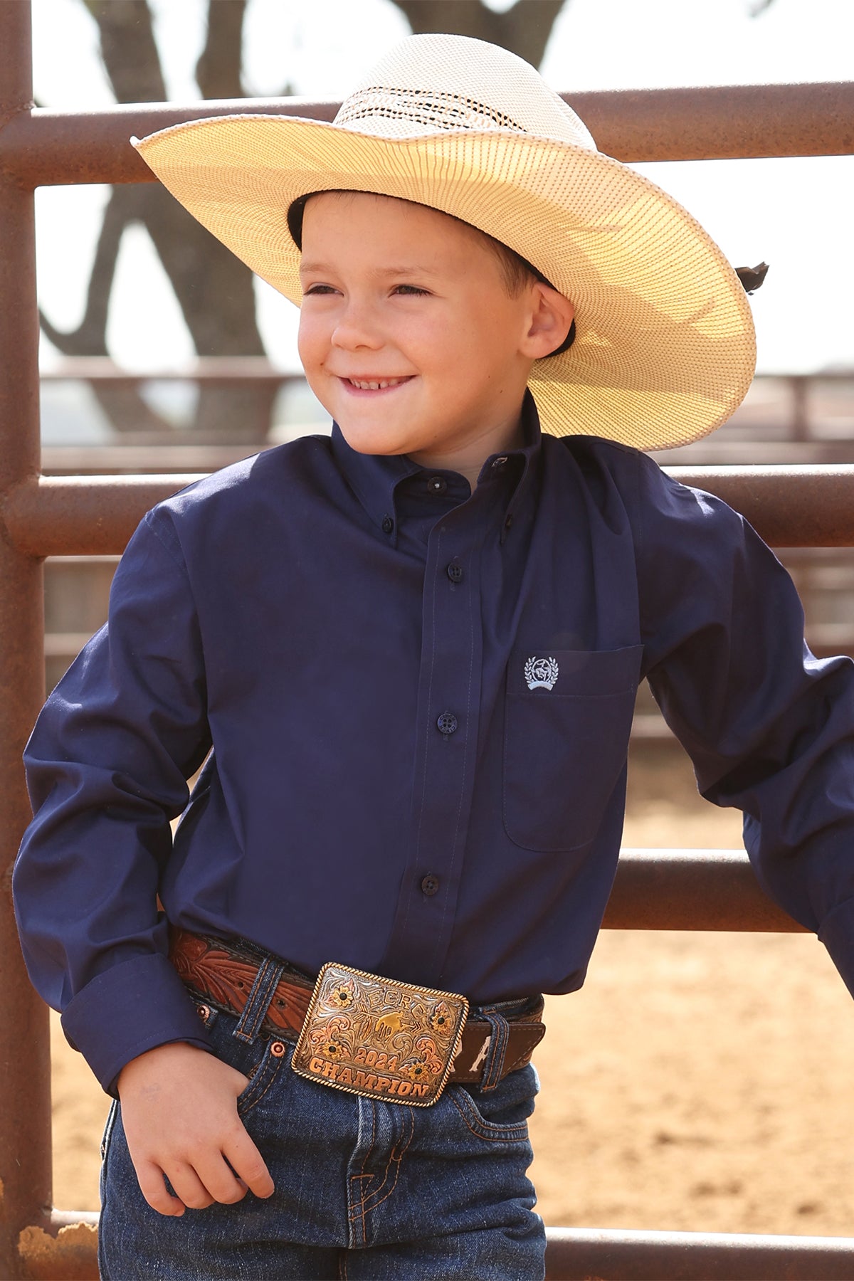 Cinch Boy's Solid Royal Blue Western Shirt