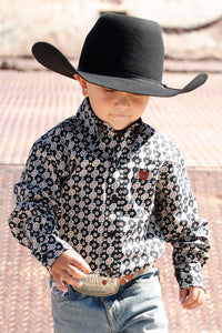 Cinch Boy's Toddler Black Geometic Western Shirt