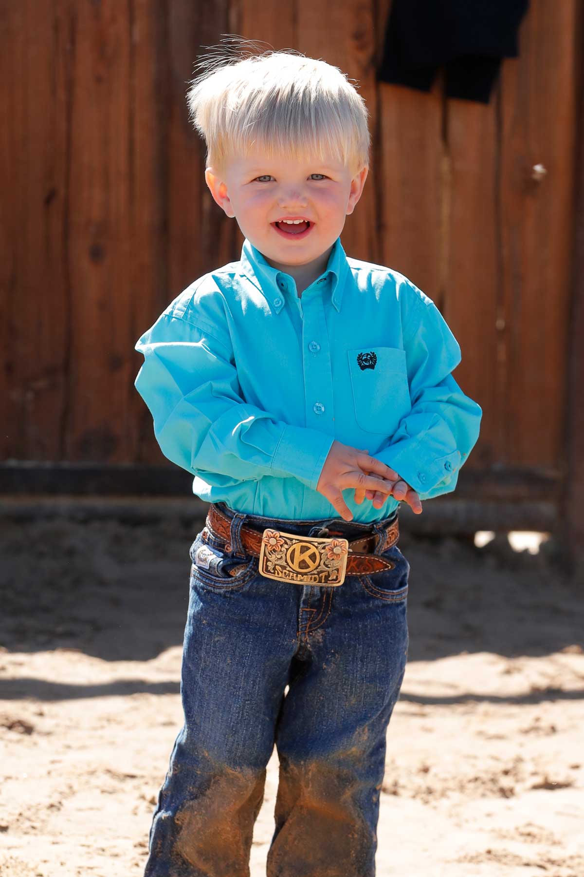 Cinch Boy's Toddler Solid Turquoise Western Shirt