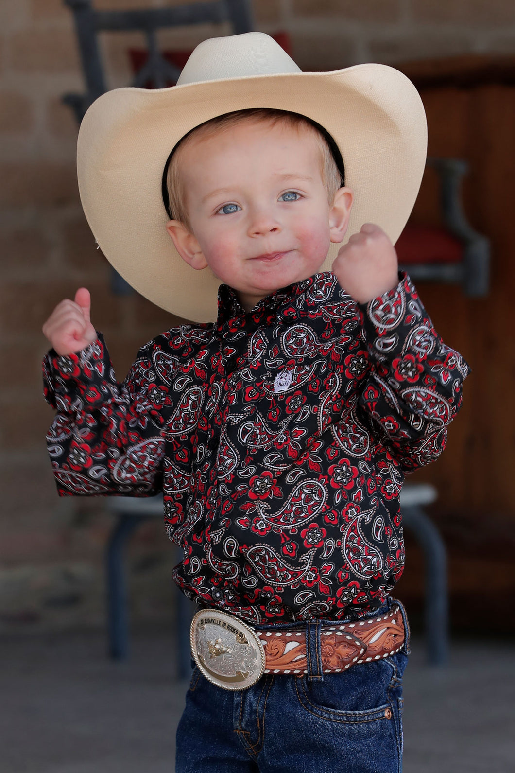 Cinch Boy's Infant Red & Black Paisley Western Shirt