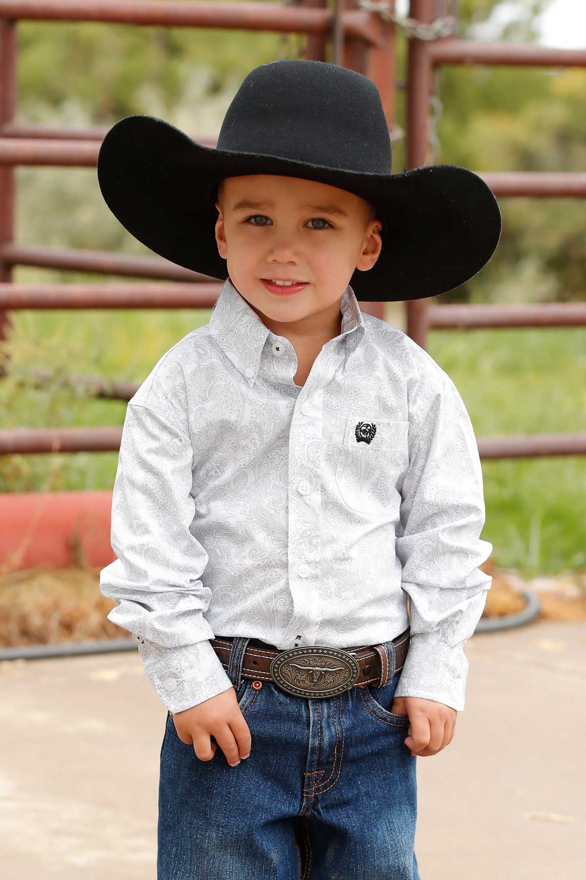 Cinch Boy's Infant White Print Western Shirt