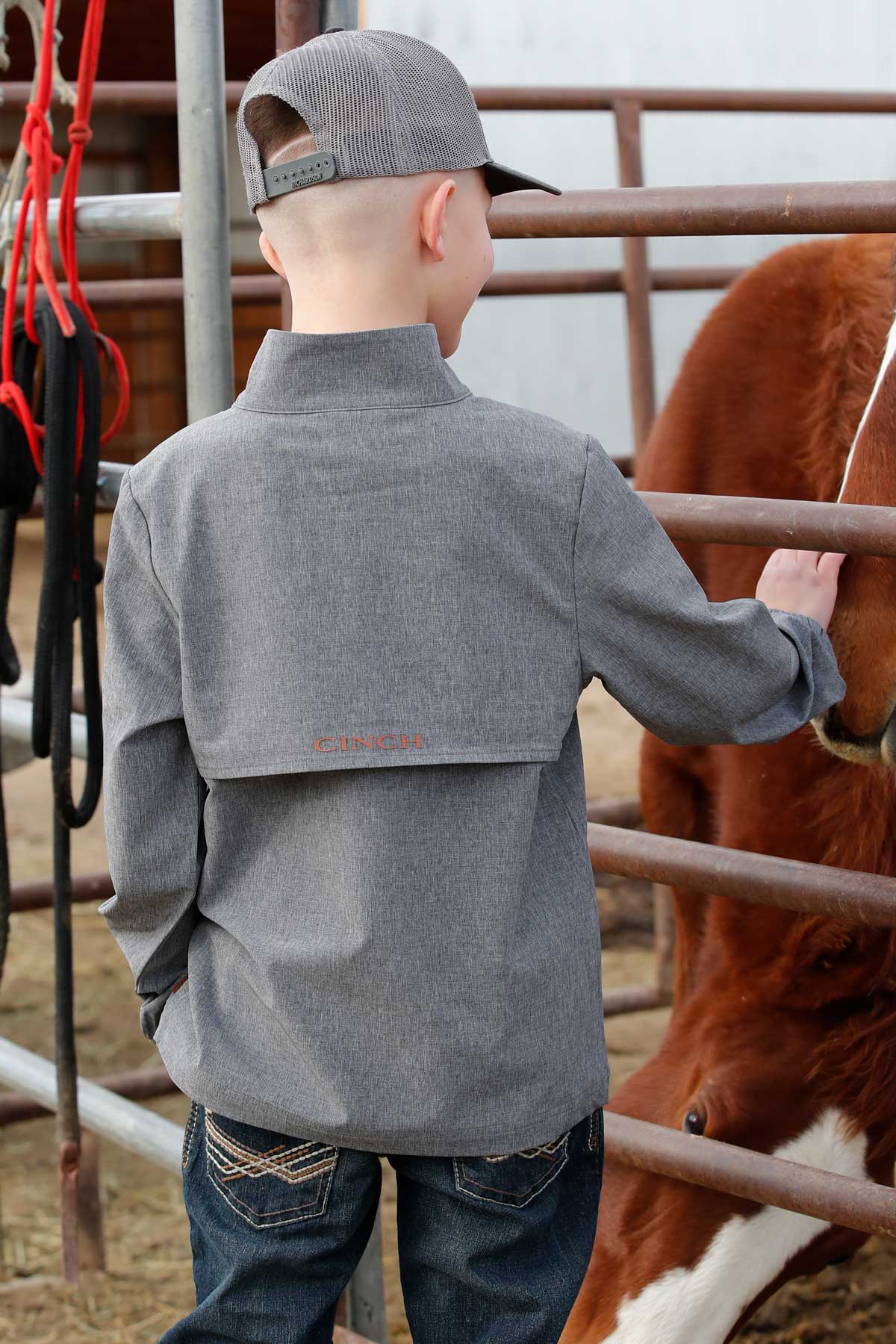 Cinch Boy's Grey 1/2 Zip Windbreaker