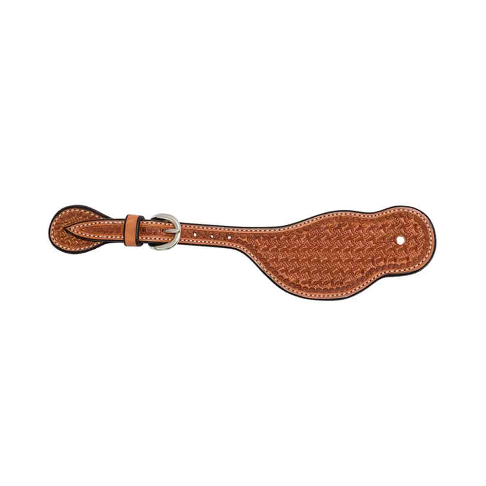 Cowboy Tack Mens Golden Leather Spider Stamp Buckaroo Spur Straps