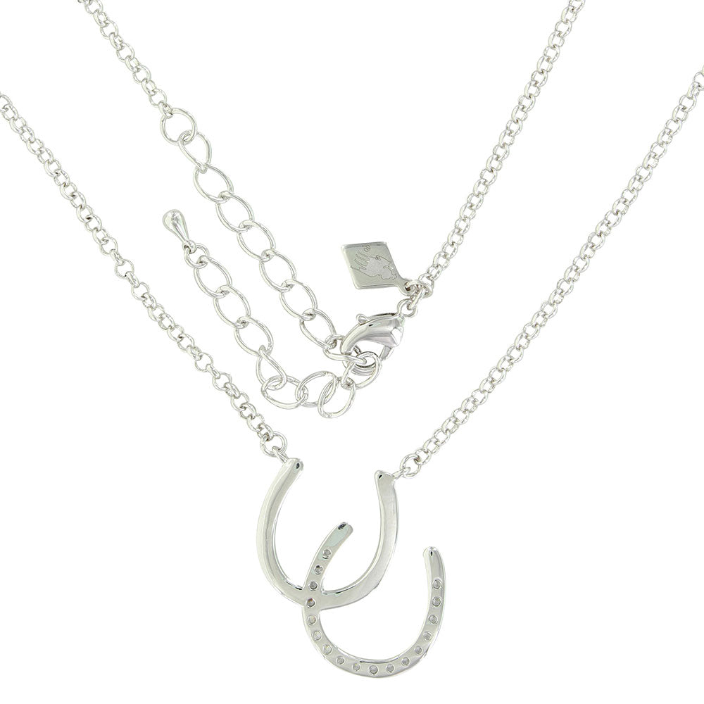 Montana Silversmiths River Lights Double Horseshoe Opal Necklace