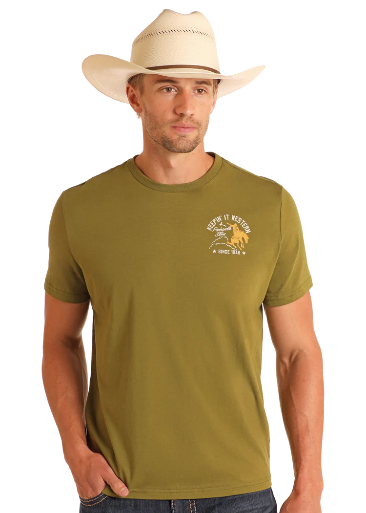 Panhandle Men's Olive Keepin' It Western T-Shirt