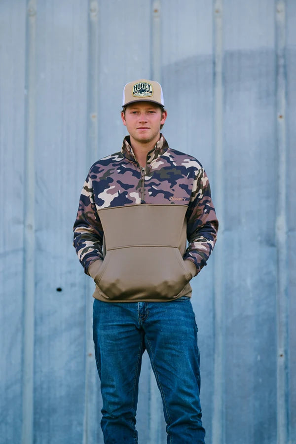 Hooey Men's Brown Camo Chest 1/4 Zip Pullover