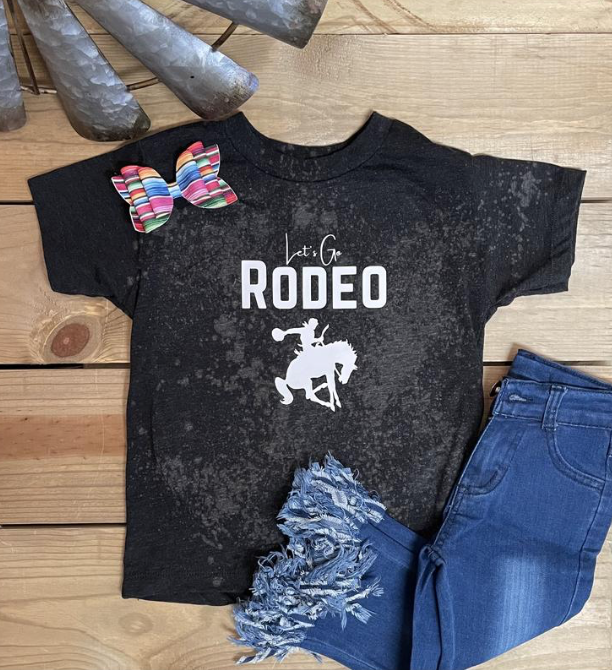STW Girl's Toddler Lets Go Rodeo Bleached T-Shirt