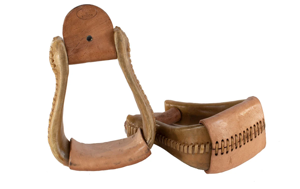 Rawhide Covered Wooden Bell Stirrups