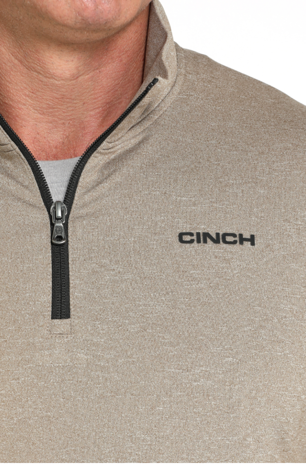 Cinch Men's Heather Tan 1/4 Zip Pullover