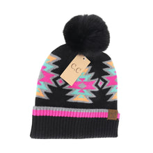Load image into Gallery viewer, C.C Beanie Southwestern Faux Fur Pom Beanie
