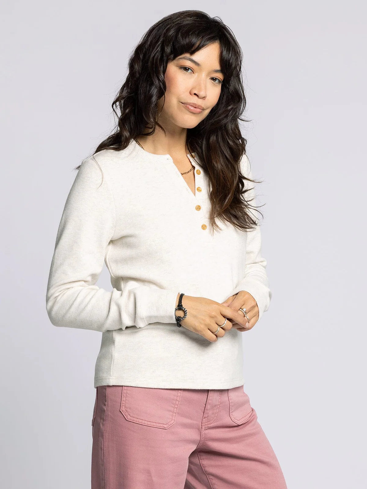 Thread & Supply Half Button Women's Long Sleeve Top