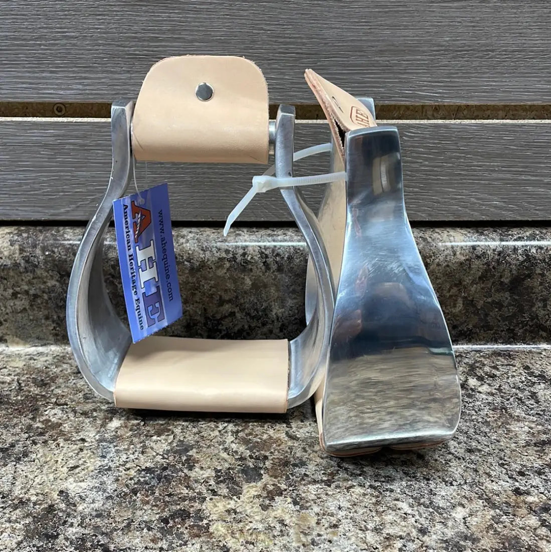 AHE Plain Aluminum Stirrups - Various Sizes 2.75’’ / Wide Leather Bottom Stirrups
