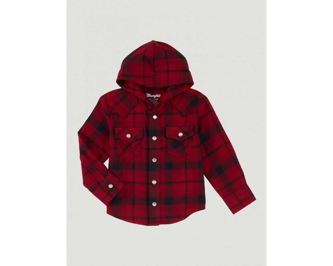Wrangler Boy's Infant Hooded Multi Plaid Western Shirt