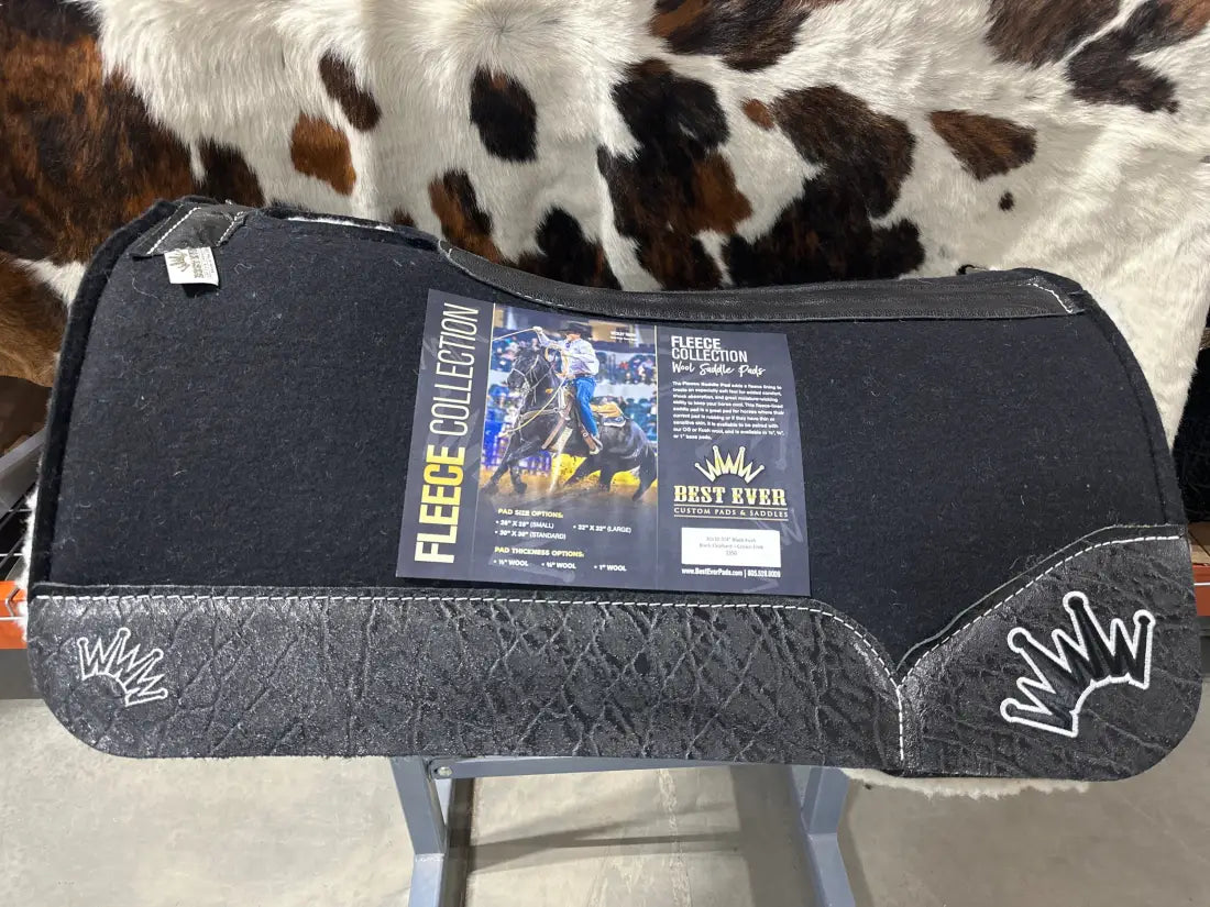 Best Ever Black Kush Fleece Saddle Pad - Black Elephant White/Black Crown (3/4’’ thick 30’’X30’’) 30’’ X 30’’ / 3/4’’