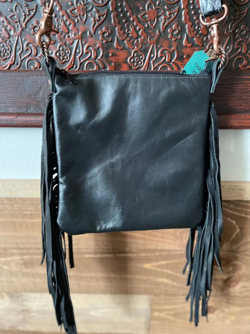 Black Rose & Leopard Crossbody Purse by Hailey Drent Purse