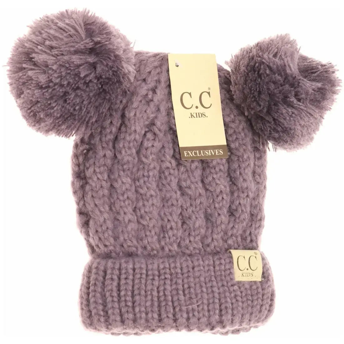 C.C Beanie KIDS Solid Double Pom Beanie Violet Winter Hats