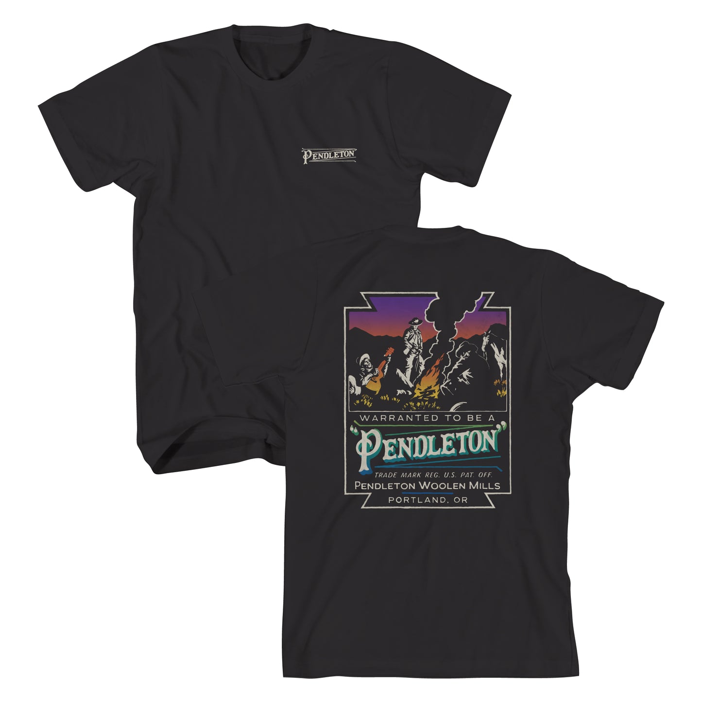 Pendleton Men's Black Sunset Campfire Logo T-Shirt