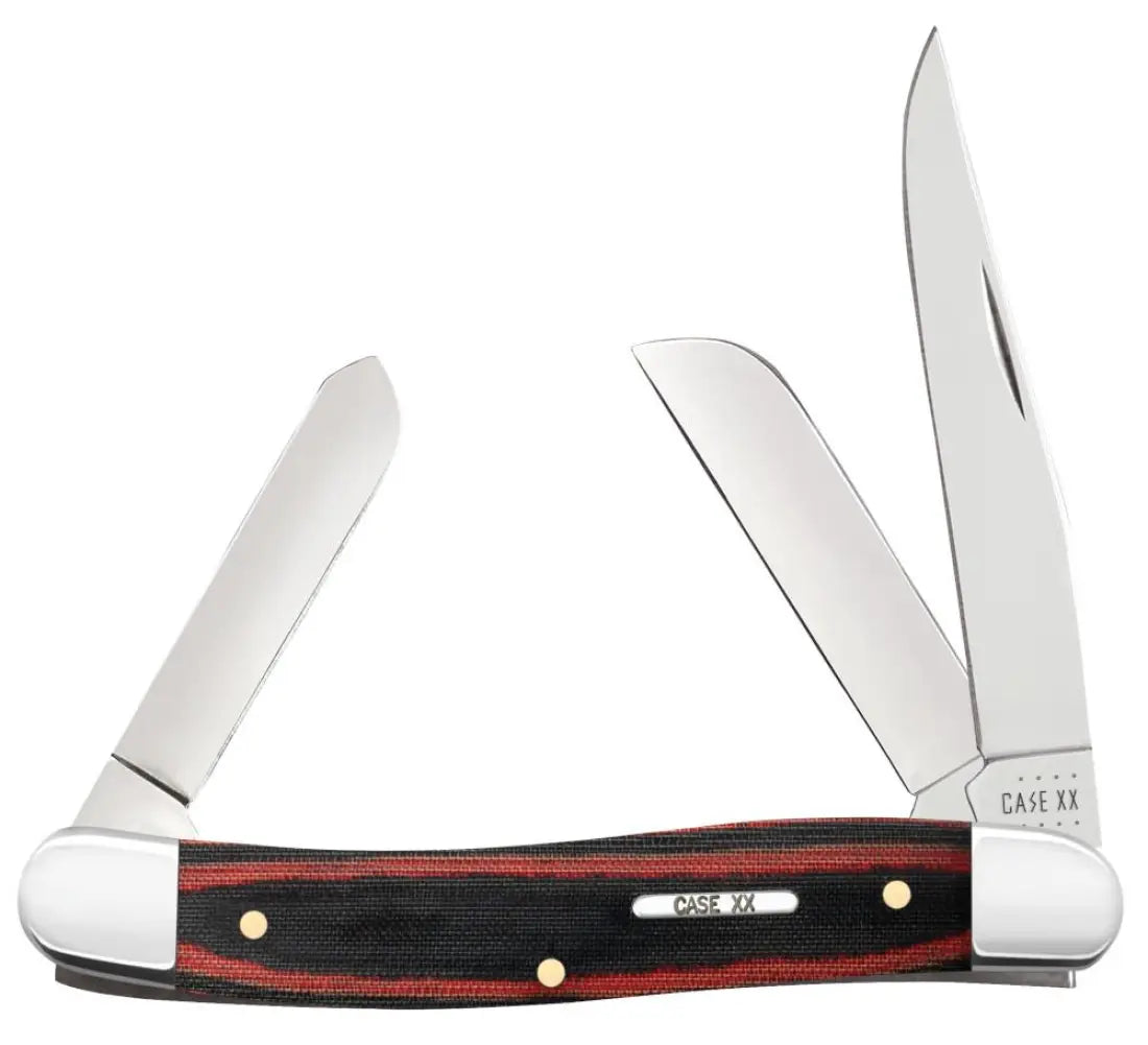 Case Black Red Micarta Smooth Medium Stockman Knife Knife