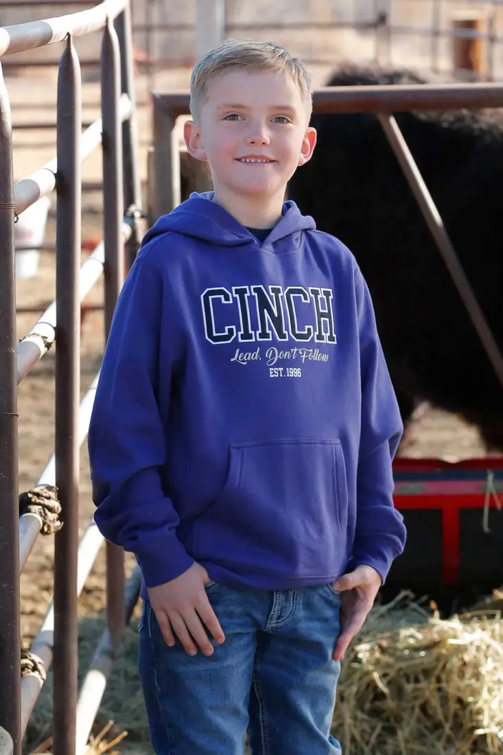 Cinch Boy’s Indigo Lead Don’t Follow Hoodie XSmall Boy’s Pullover