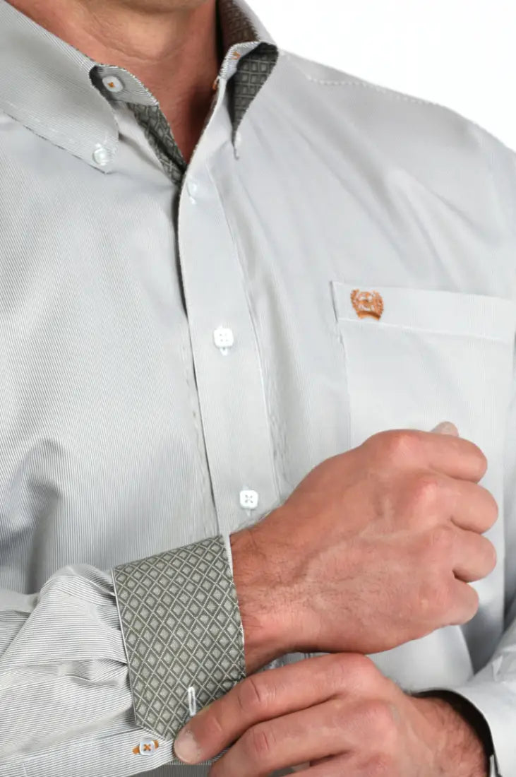 Cinch Men’s Light Grey Pin Stripe Western Men’s Western