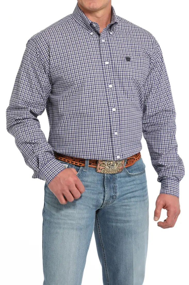 Cinch Men’s Purple & Gold Plaid Western Shirt Men’s Western