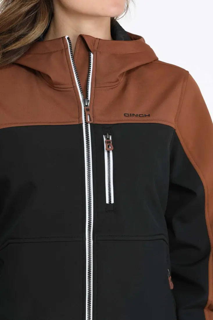 Cinch Women’s Color Block Bonded Hoodie Jacket XSmall / Brown Women’s Coat