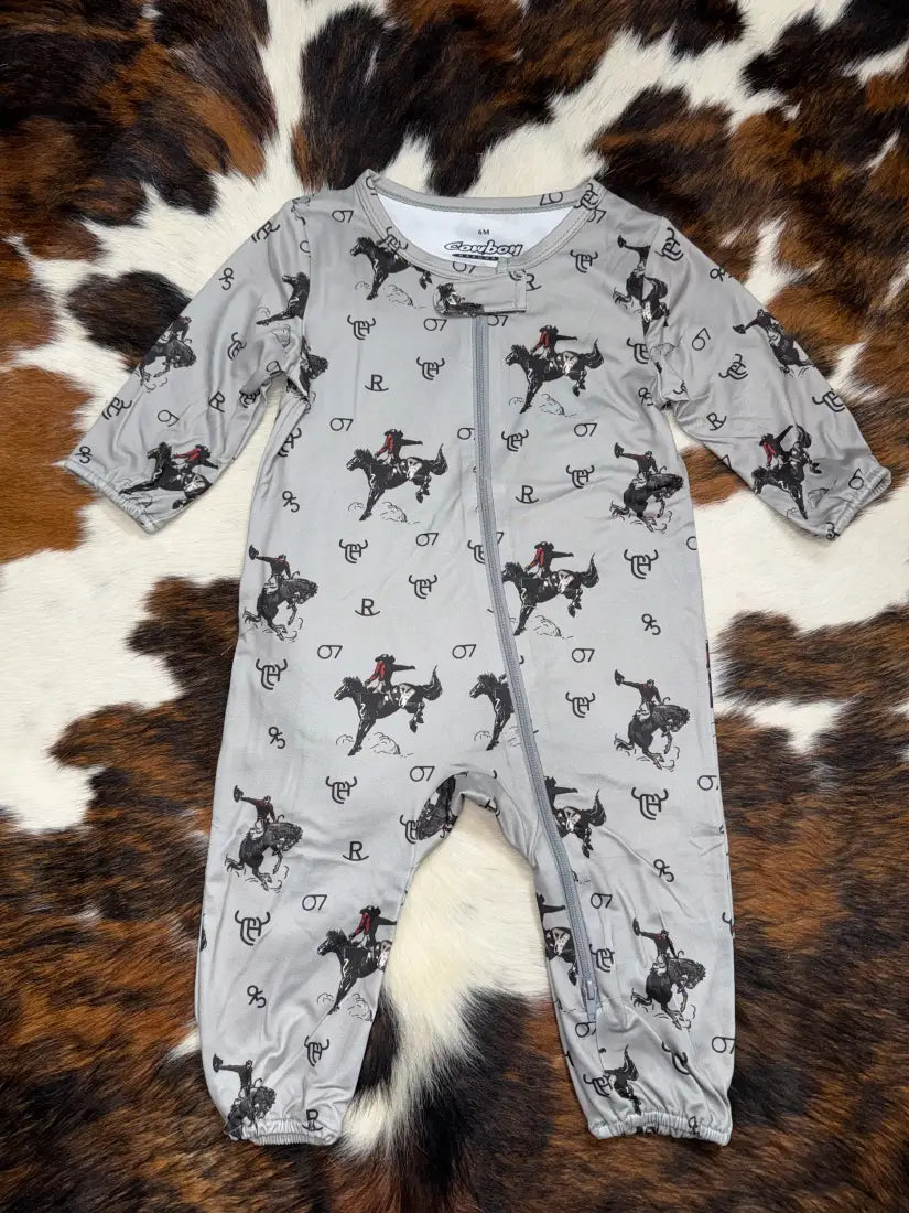 Cowboy Hardware Infant Gray Vintage Bronc Romper Boy’s Infant