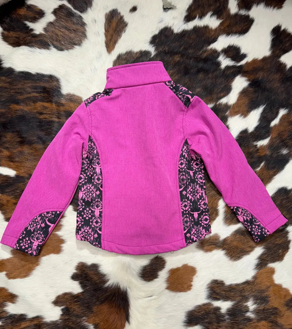 Cowgirl Hardware Girl’s Pink Steer Skull Jacket Girl’s Coat