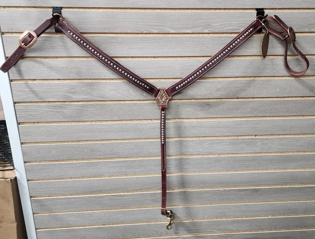 Cowperson Tack Turquoise Patina Dots Tack Set 1.25’’ Breastcollar / Dark Tack Set