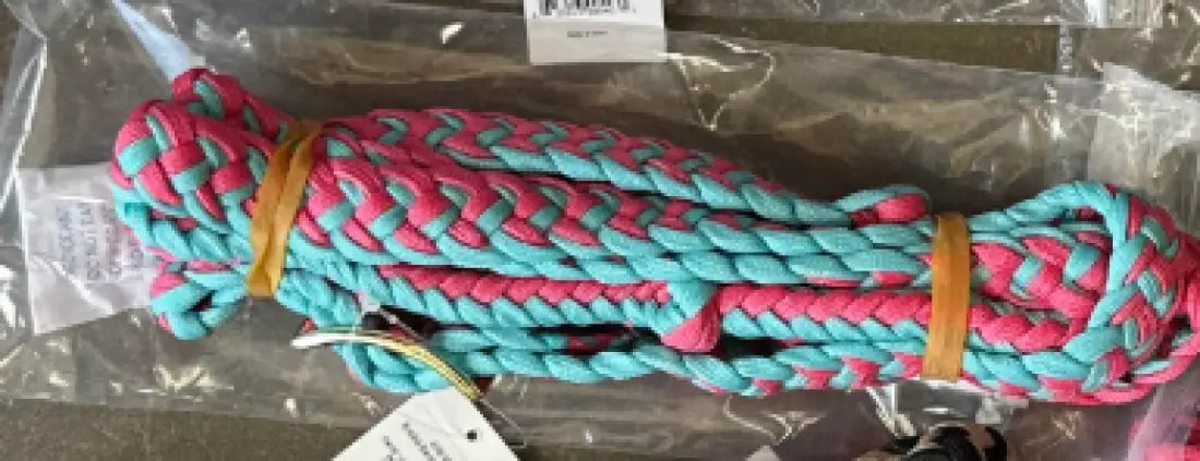 CST Braided & Knotted Barrel Reins Teal/Pink / 3/4’’ / 8’ Reins