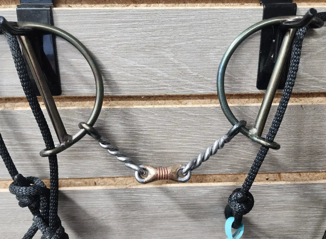 Dutton Draw Gag Bit Twisted Dogbone - Half Ring Bit