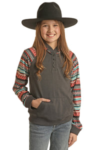Rock & Roll Girl's Red Aztec Sleeves Pullover